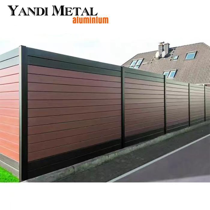 Green Aluminum Wpc garden fence panel design waterproof Wpc composite fence Outdoor black aluminum Wpc fence