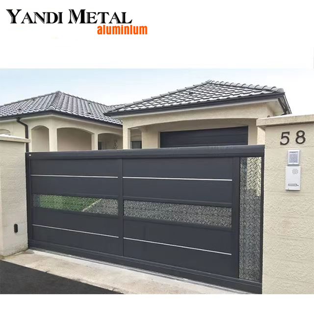 Top quality simple design Villa Security entrance Sliding driveway aluminum door Electric system privacy door