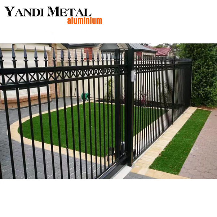 Cheap garden fence aluminum sheet picket fence Spare top black outdoor trim aluminum security fence