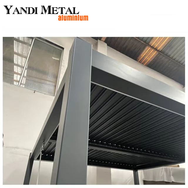 Retractable electric aluminum louver roof waterproof dimmable lighting Luxury bioclimatic pergola system