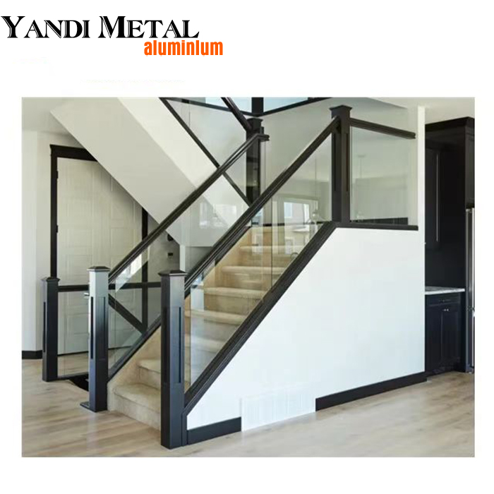 Frameless aluminum deck glass railing Aluminum glass railing support column System Balcony u access glass railing