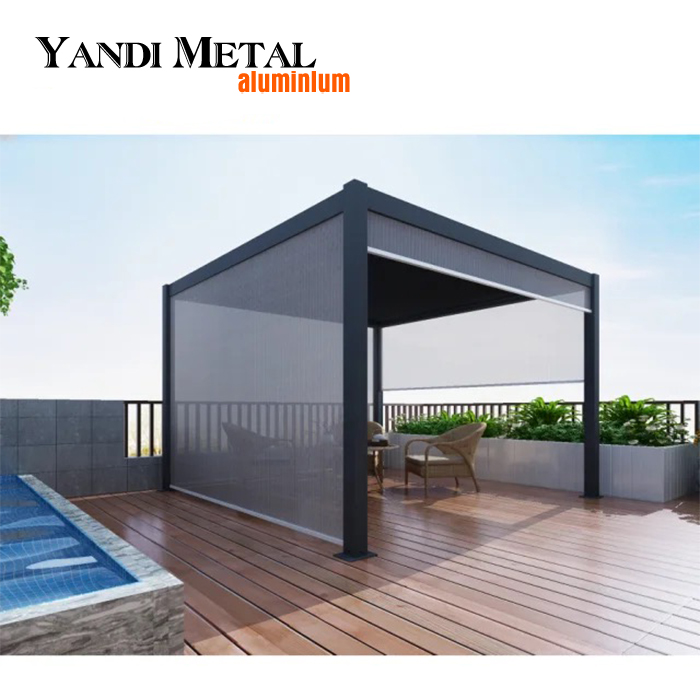 Aluminum glass roof pavilion awning system, aluminum glass roof skylight structure roof glass awning