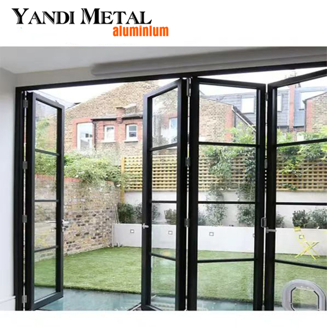 Double glazed exterior accordion folding aluminum doors double folding doors