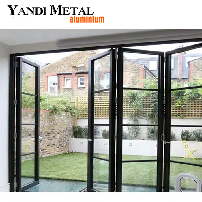 Double glazed exterior accordion folding aluminum doors double folding doors