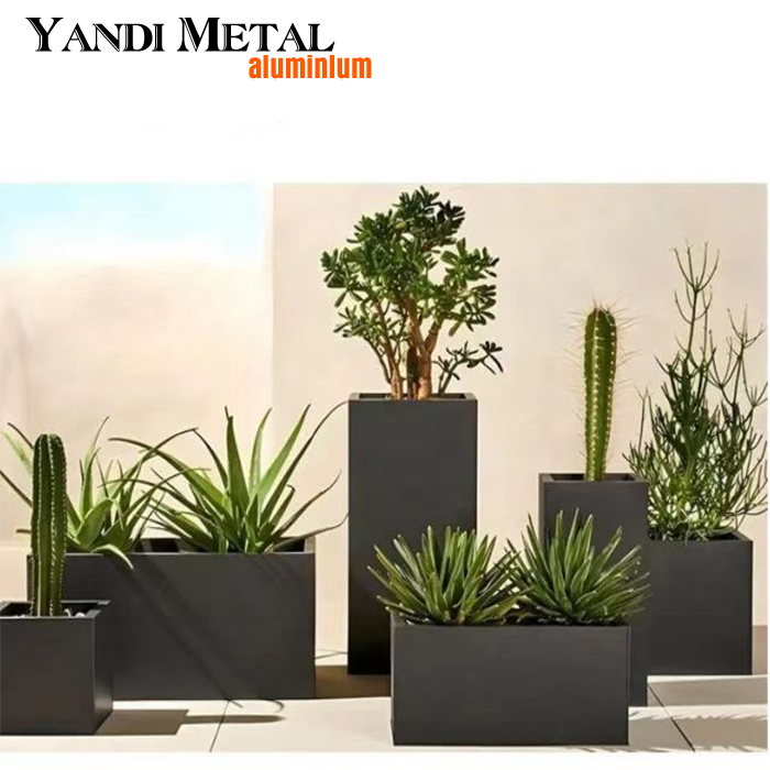 Powder Paint Garden Small tree Aluminum flowerpot Custom outdoor decorative aluminum flowerpot box