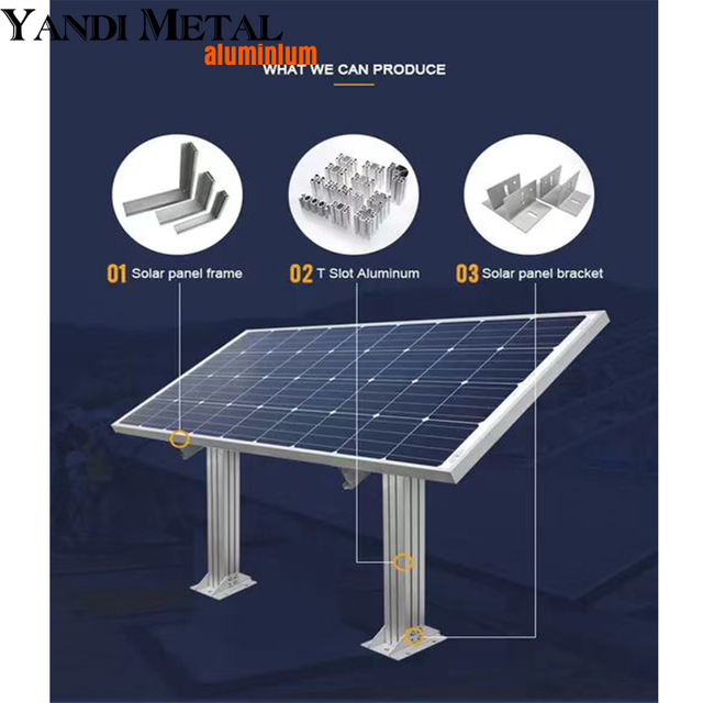 Powder coated Support angle Profiles 6005 Pv module Aluminium Solar Panel frame supplier with cutting bending punching