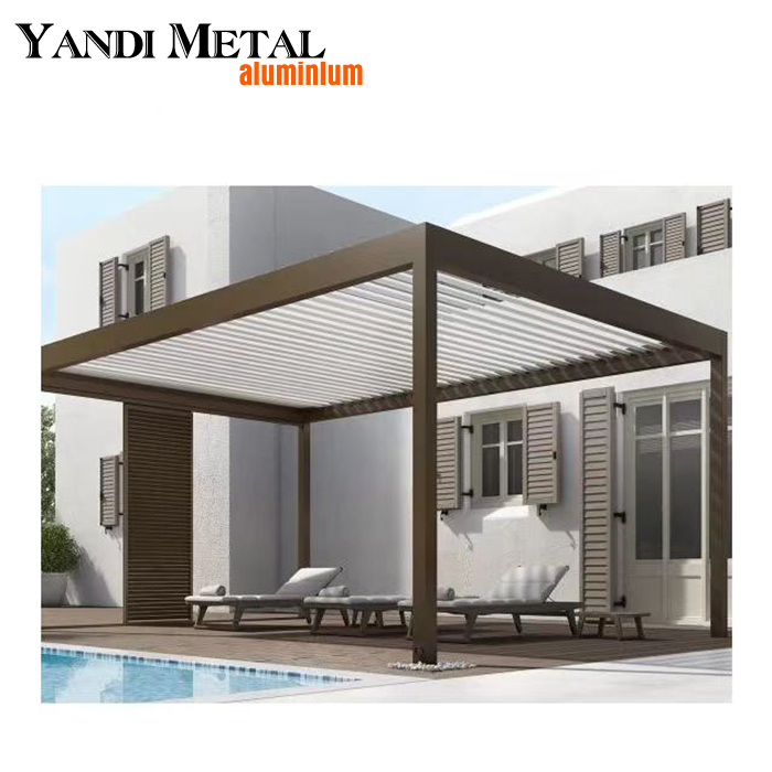 System Outdoor Garden Courtyard terrace Roof activity Waterproof electric adjustable pavilion Bioclimatic louvers Aluminum pergola