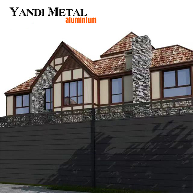Aluminum fence Metal residential boundary horizontal slats Aluminum louver fence High security fence panel white black