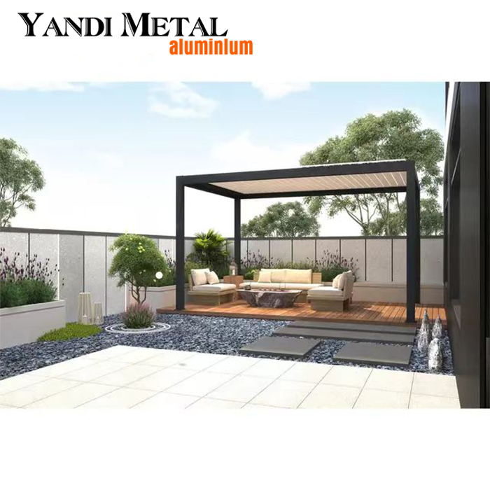 High quality electric roof pavilion Courtyard awning Waterproof double electric aluminum louver pergola