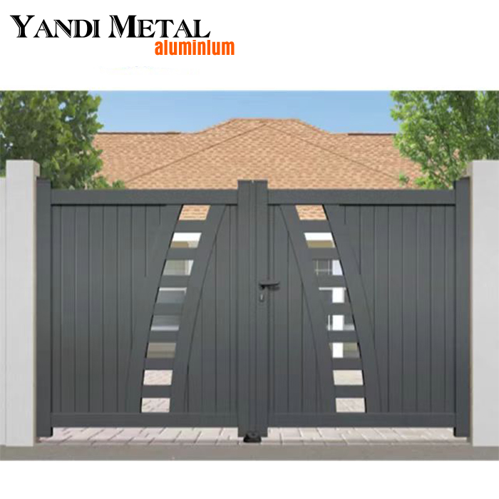 Automatic electric driveway sliding door Decorative metal front door laser cut aluminum fence panel house door