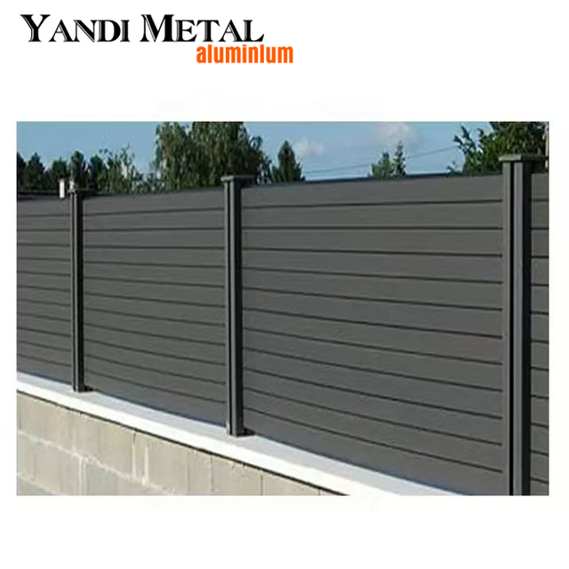 Natural appearance decorated wood plastic fence with aluminum fence posts
