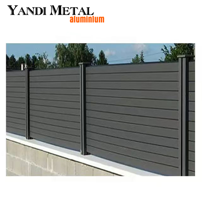 Natural appearance decorated wood plastic fence with aluminum fence posts