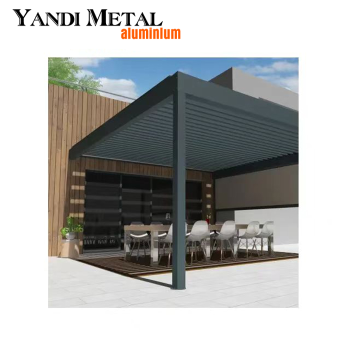 Luxury Aluminum Garden Adjustable outdoor gazebo Custom modern electric aluminum louvers glass pergola
