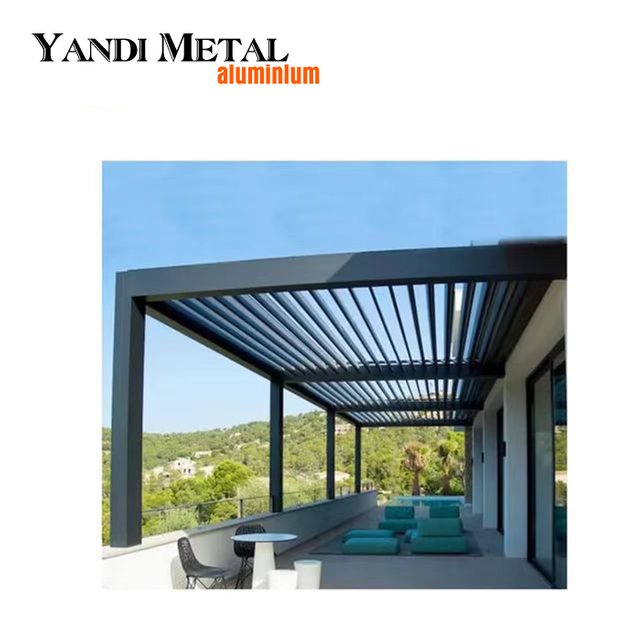3×3 3×4 4×6 4×8 Balcony Metal Luxury modern waterproof garden Automatic waterproof outdoor aluminum pavilion pergola cover system