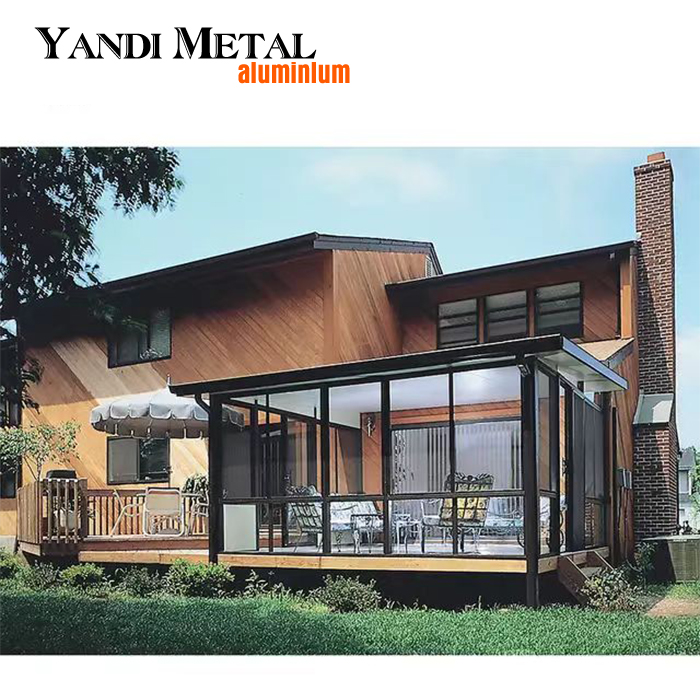 Commercial wall sun room fixed aluminum shutters with manual opening of residential window wall system