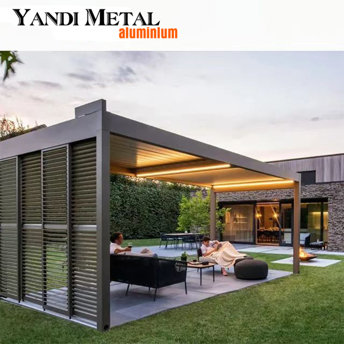 Exterior 3*3 3*4 awning Aluminum louver pergola Pavilion Electric Electric waterproof bioclimatic pergola roof kit