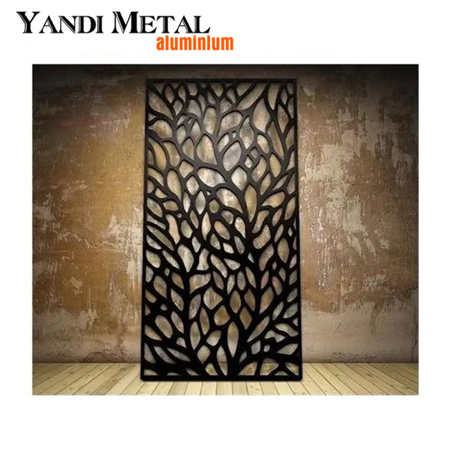 Decorative outdoor laser cut aluminum metal garden privacy folding screen perforated metal screen panel