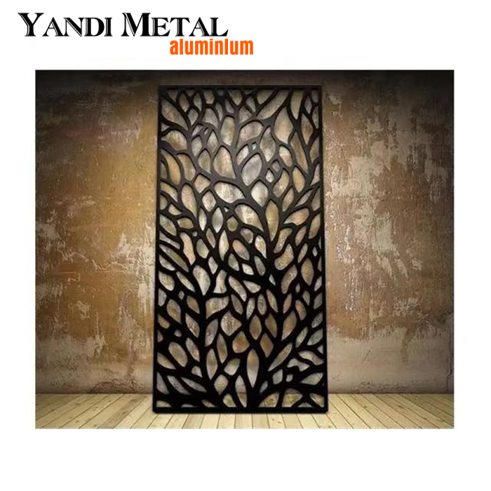 Decorative outdoor laser cut aluminum metal garden privacy folding screen perforated metal screen panel