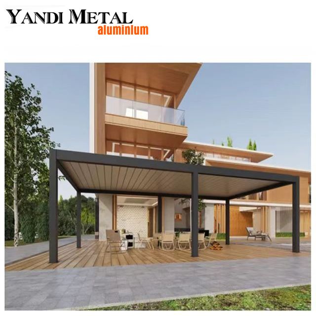 Electric aluminum louvers with LED telescopic terrace outdoor waterproof louvers roof pergola