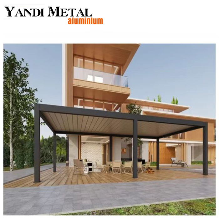 Electric aluminum louvers with LED telescopic terrace outdoor waterproof louvers roof pergola