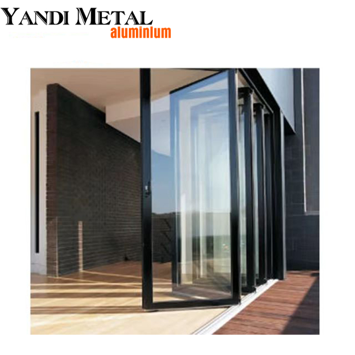 Aluminum New design powder-coated double tempered aluminum glass hinged door with German hardware