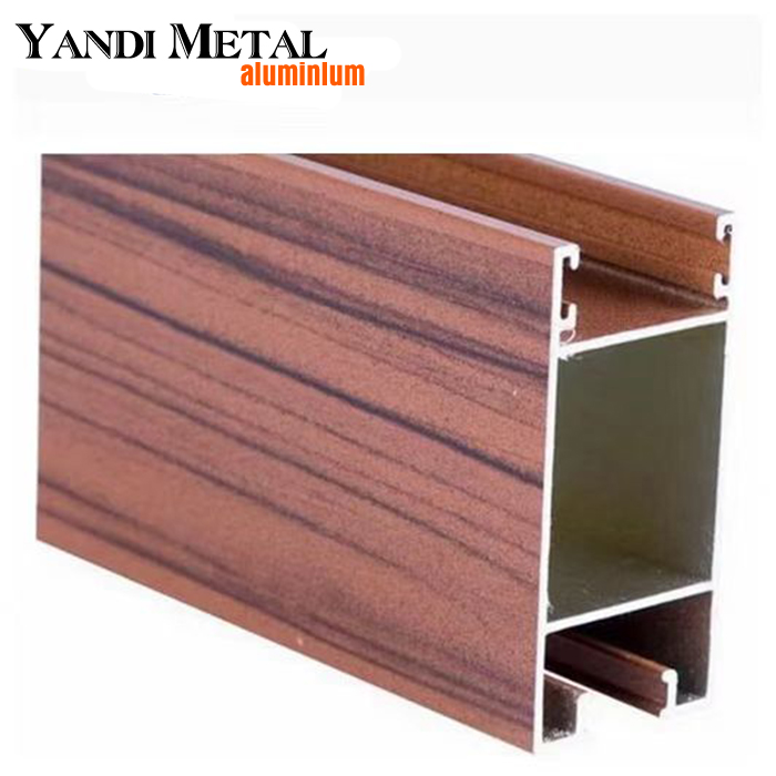 Supply hot-selling custom 6061 6063 wood color Fram glass aluminum extruded profiles