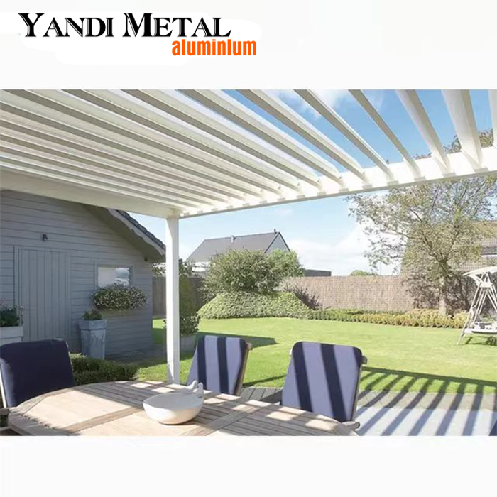 Custom 3*3 3*4 6*4 Outdoor pergola Bioclimatic aluminum pergola with sliding glass doors and louvered roof