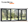 Yandi manufactures aluminum alloy double window glass folding patio doors Folding exterior glass doors