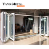 Exterior double glazed aluminum accordion folding door glass double folding patio door