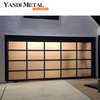 Residential modern panoramic electric roll-up aluminum black glass garage door