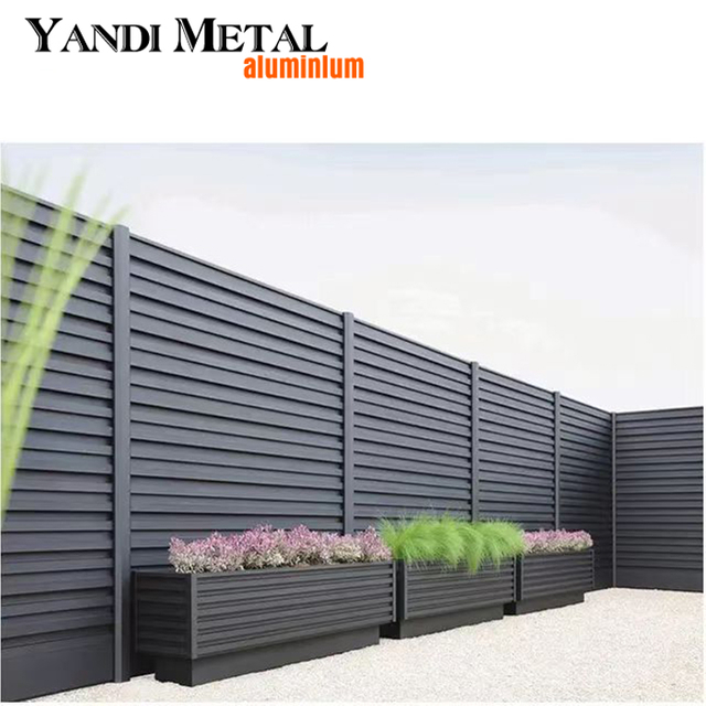 Outdoor metal Garden Privacy fence screen Horizontal privacy Aluminum fence Decorated with black aluminum privacy fence panel