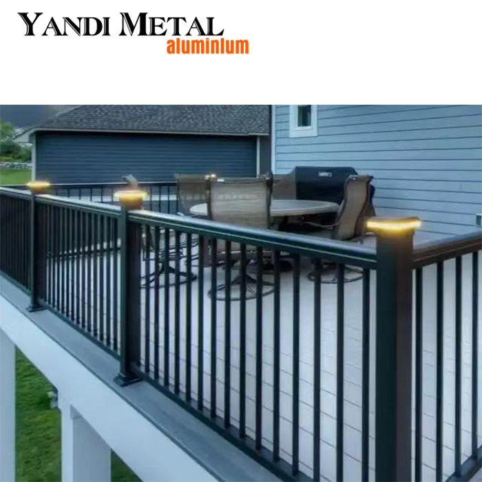 Newly designed aluminum fence railings are custom made for aluminum balconies and stair balconies of any size