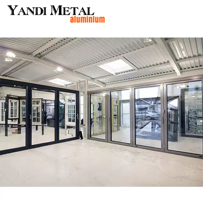 The latest design New style modern aluminum villa large double fold folding glass sliding aluminum doors