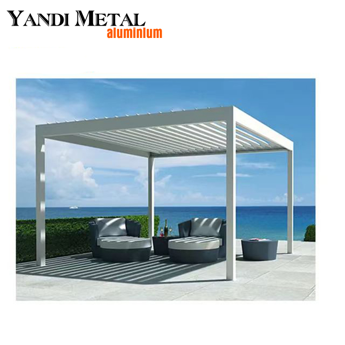 Popular outdoor white aluminum pergola villa courtyard leisure pergola shutters double aluminum sheet pergola