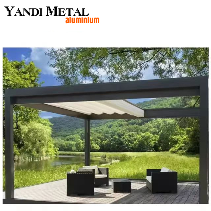 Remote control gazebo Outdoor gazebo Garden bioclimatic aluminum gazebo with awning
