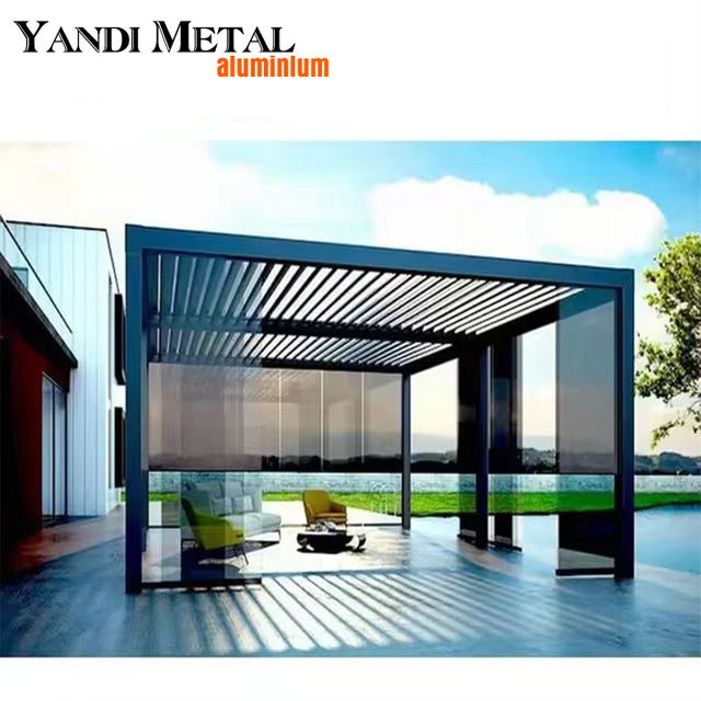 Wholesale sun shade waterproof rain protection luxury modern electric pergola outdoor aluminum shutters