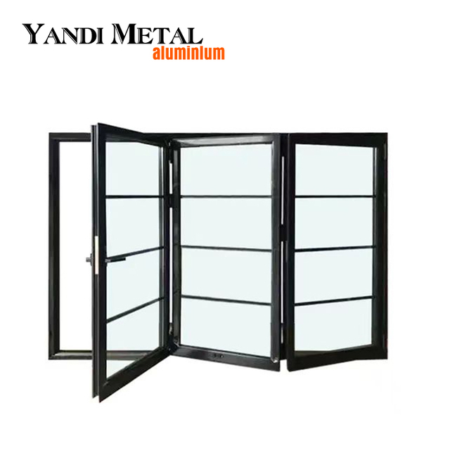 Yandi manufactures aluminum alloy double window glass folding patio doors Folding exterior glass doors
