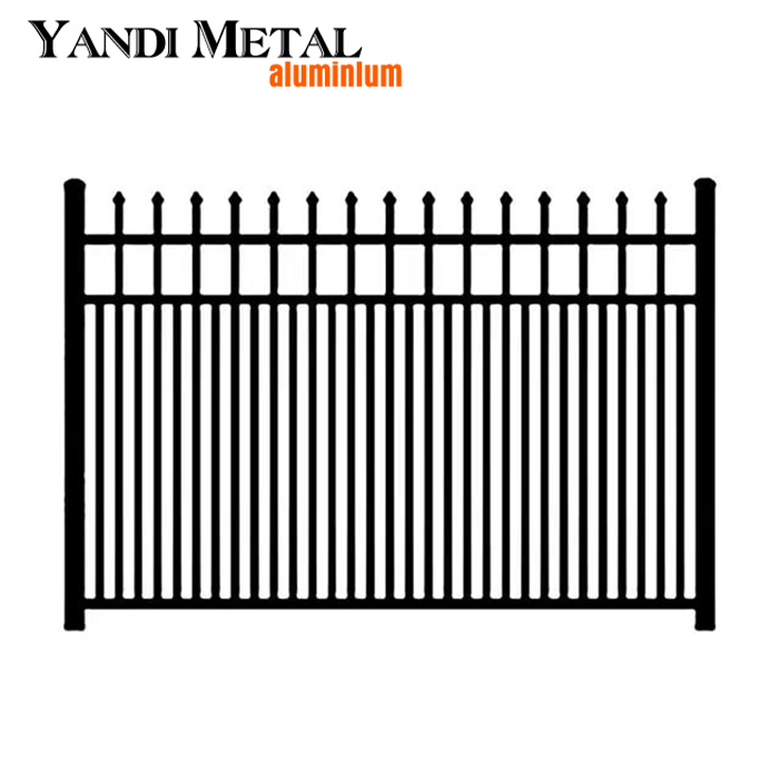 Insert square tube black picket fence panels Aluminum picket fence patio garden Metal alloy picket fence aluminum house