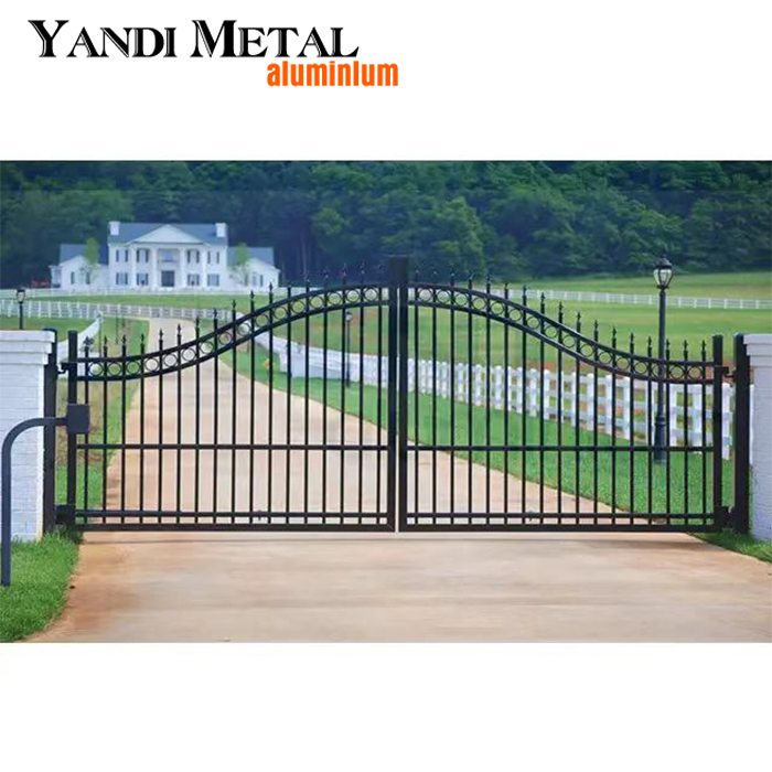 Metal privacy slats fence panels Aluminum alloy welded doors Courtyard Villa custom aluminum sliding doors