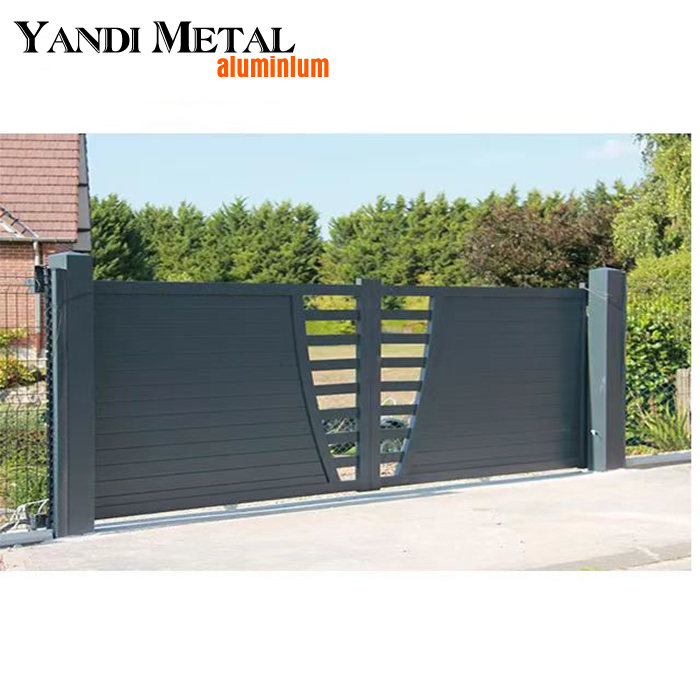 Factory direct garden automatic driveway sliding aluminum door Horizontal slats privacy aluminum door
