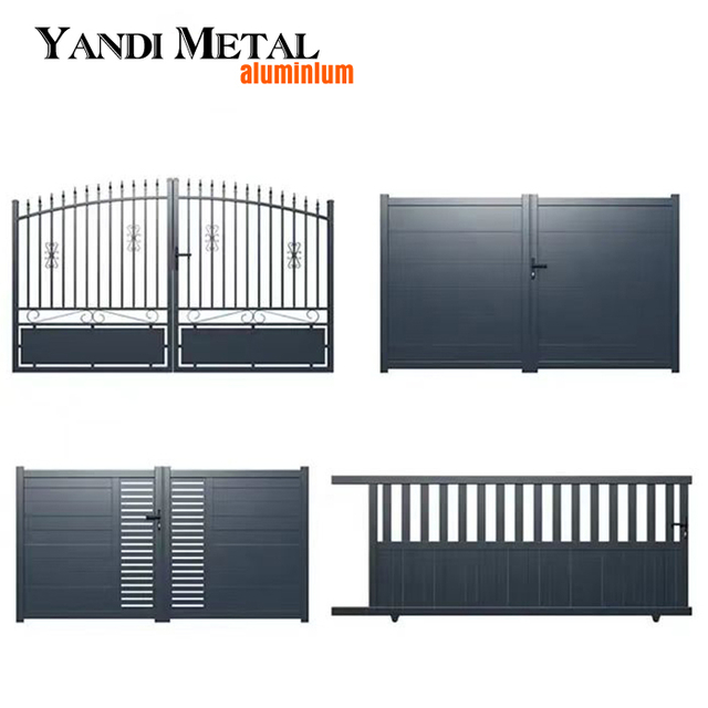 Modern style residential pedestrian entrance Aluminum door driveway Swing slats sliding aluminum privacy door
