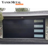 Residential modern panoramic electric roll-up aluminum black glass garage door