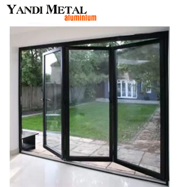 Custom heat break waterproof Modern toughened glass aluminum bifold doors for home and outdoors