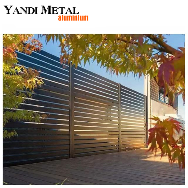 Yandi Factory directly supplies outdoor aluminum strip fence panels for private garden aluminum fences