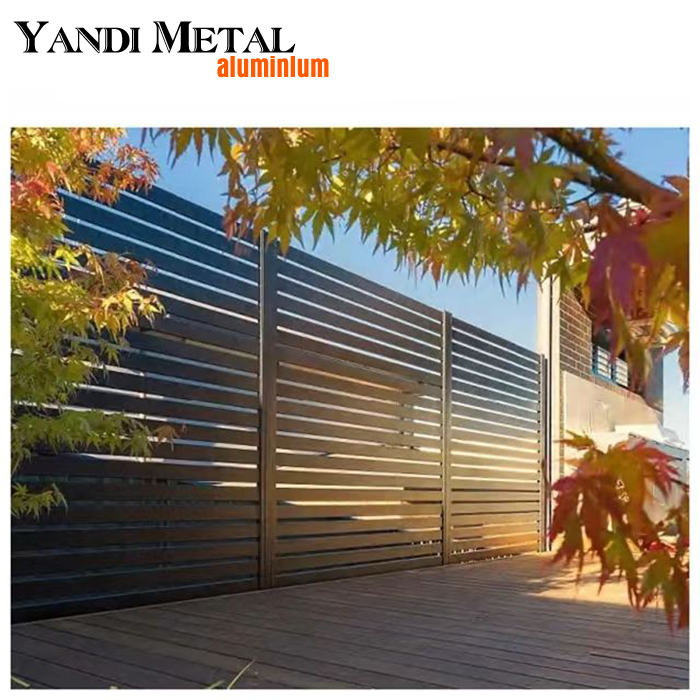 Yandi Factory directly supplies outdoor aluminum strip fence panels for private garden aluminum fences