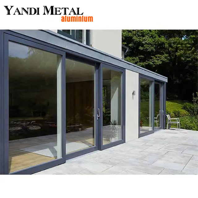 Factory custom exterior panoramic patio double fold slide and swing aluminum barrier popular